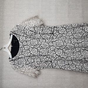 Jessica Simpson Black and White Lace Overlay Dress